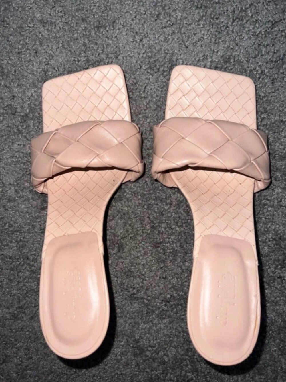 Charlotte Russe Braided Square-Toe Slide Sandals Blush Color